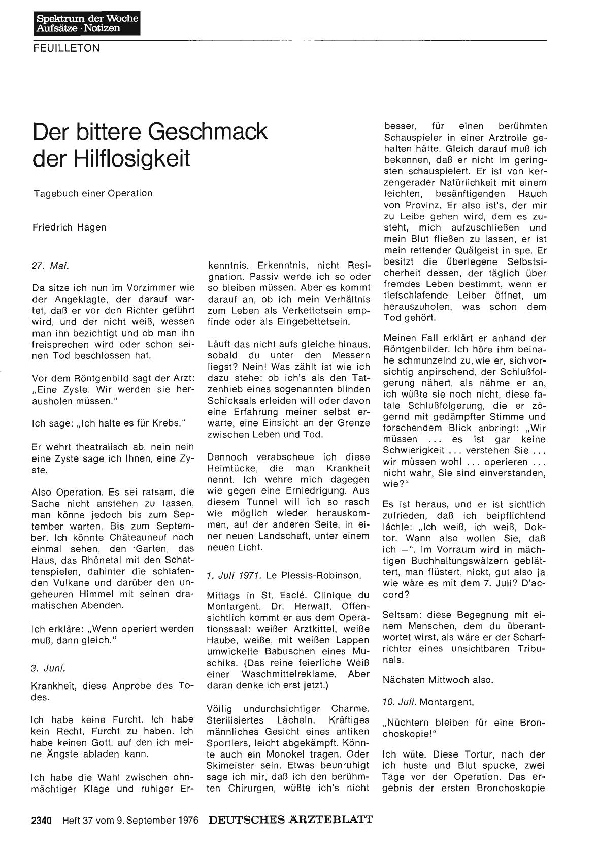 Vorschauseite 1: Der bittere Geschmack der Hilflosigkeit: Tagebuch einer Operation