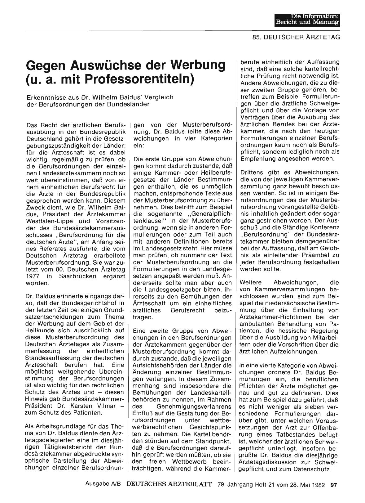 Vorschauseite 1: Gegen Auswüchse der Werbung (u. a. mit Professorentiteln)