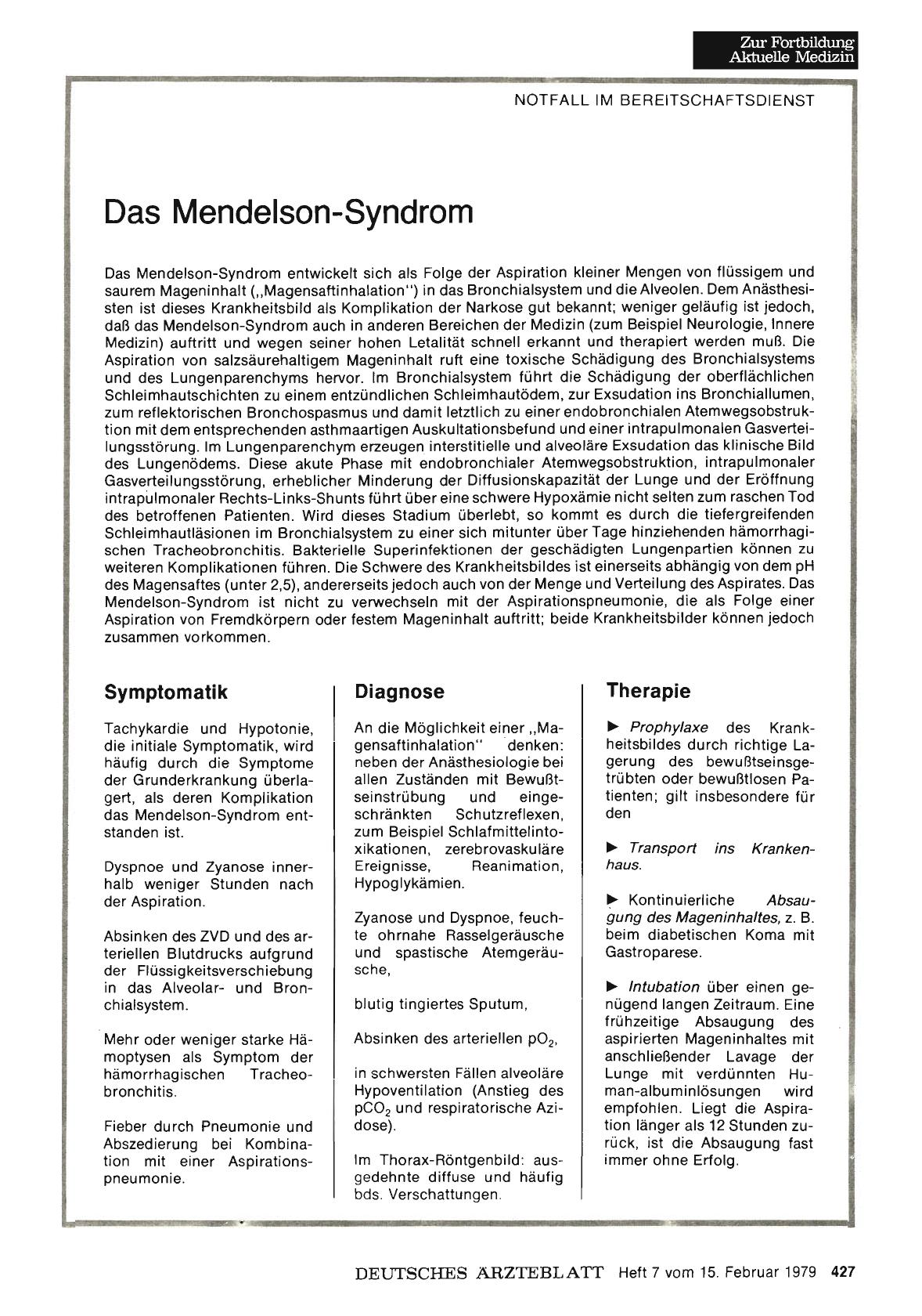 Vorschauseite 1: Das Mendelson-Syndrom