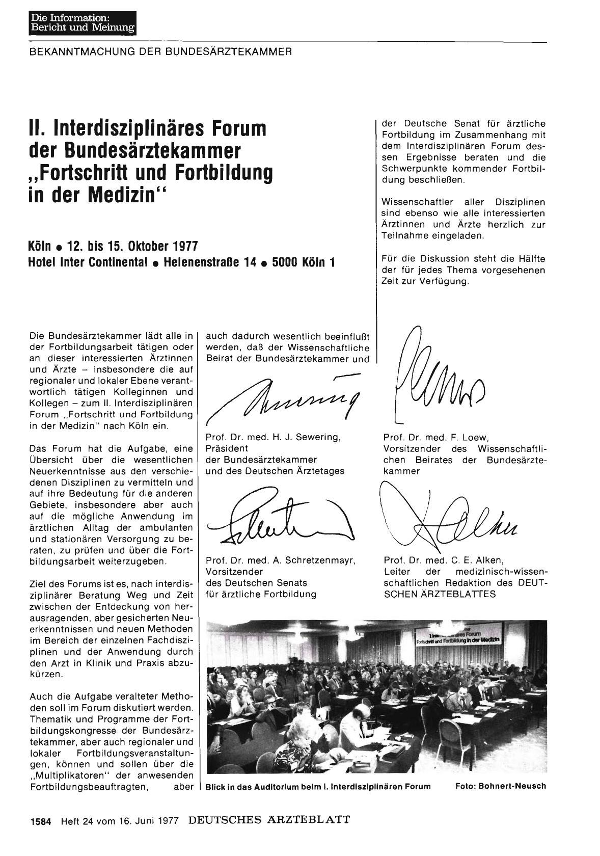 Vorschauseite 1: II. Interdisziplinäres Forum der Bundesärztekammer „Fortschritt und Fortbildung in der Medizin“