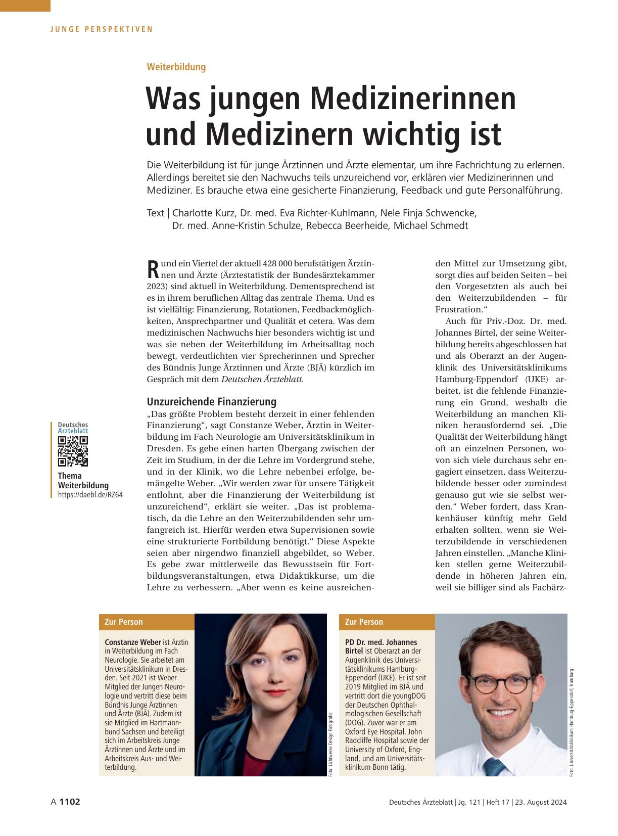 Vorschauseite 1: Weiterbildung: Was jungen Medizinerinnen und Medizinern wichtig ist
