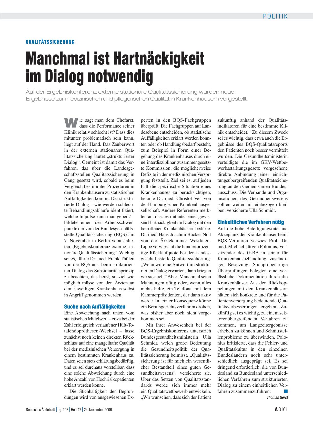 Vorschauseite 1: Qualitätssicherung: Manchmal ist Hartnäckigkeit im Dialog notwendig