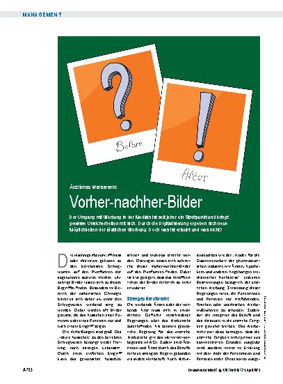 Vorschauseite 1: Ärztliches Werberecht: Vorher-nachher-Bilder