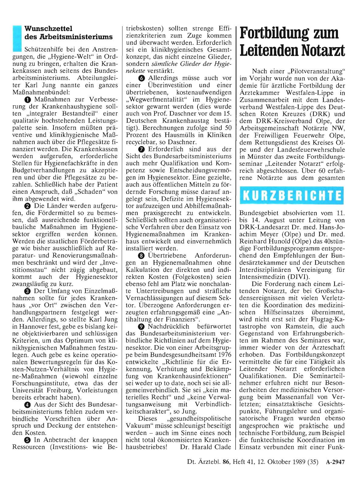Vorschauseite 1: Fortbildung zum Leitenden Notarzt