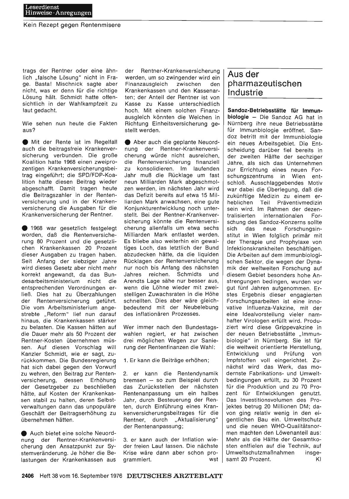 Vorschauseite 1: Aus der pharmazeutischen Industrie