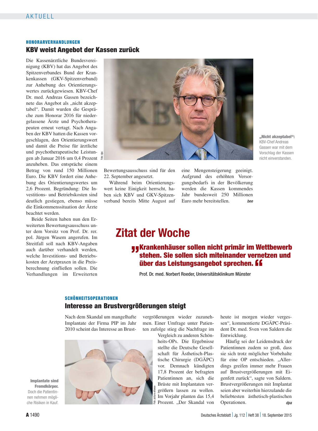 Vorschauseite 1: Honorarverhandlungen: KBV weist Angebot der Kassen zurück