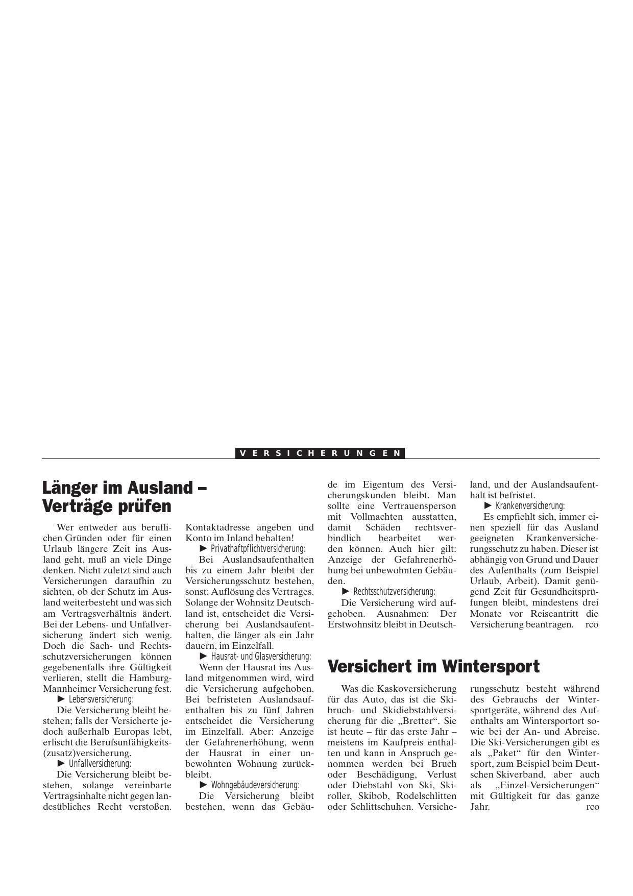 Vorschauseite 1: Länger im Ausland - Verträge prüfen