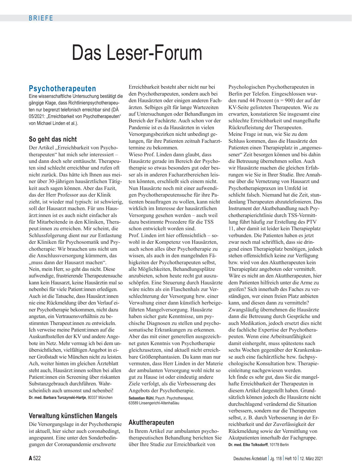 Vorschauseite 1: Psychotherapeuten: Akuttherapeuten
