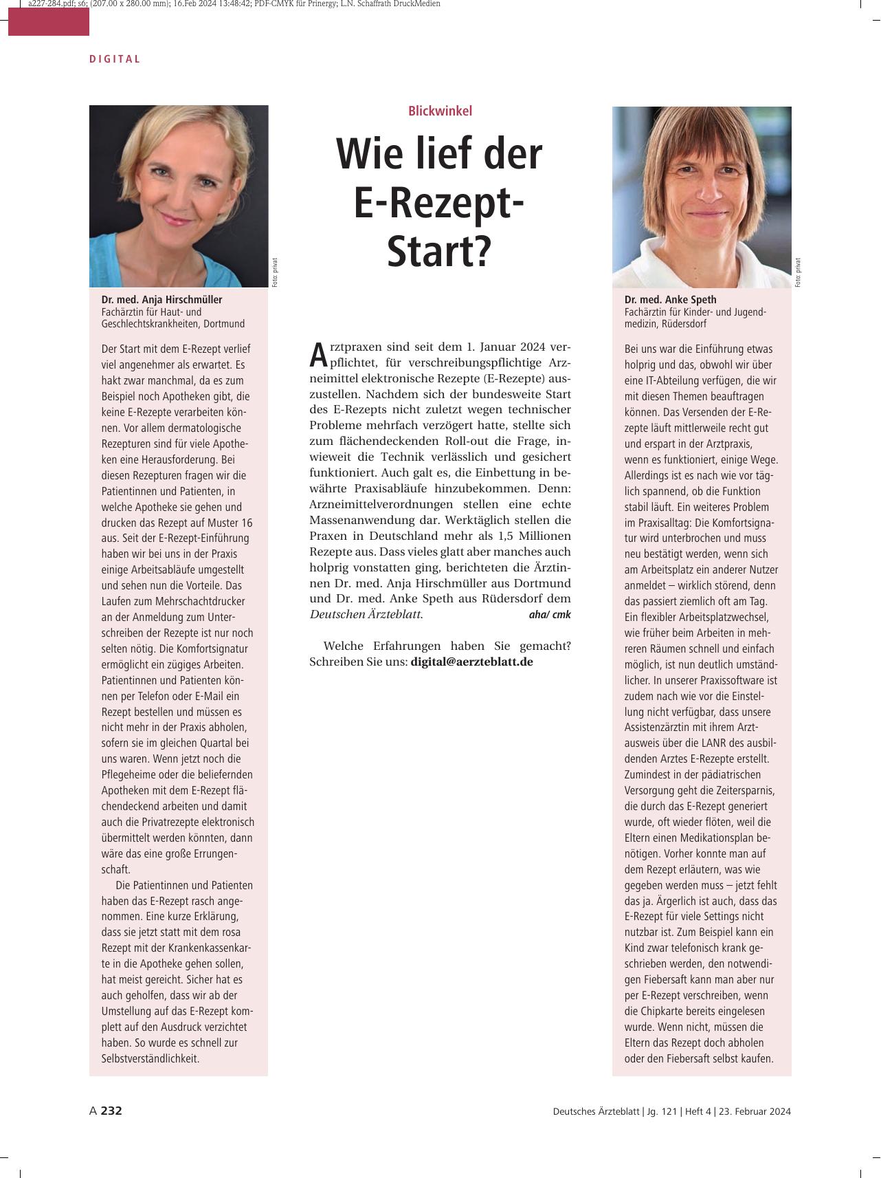 Vorschauseite 1: Blickwinkel: Wie lief der E-Rezept-Start?