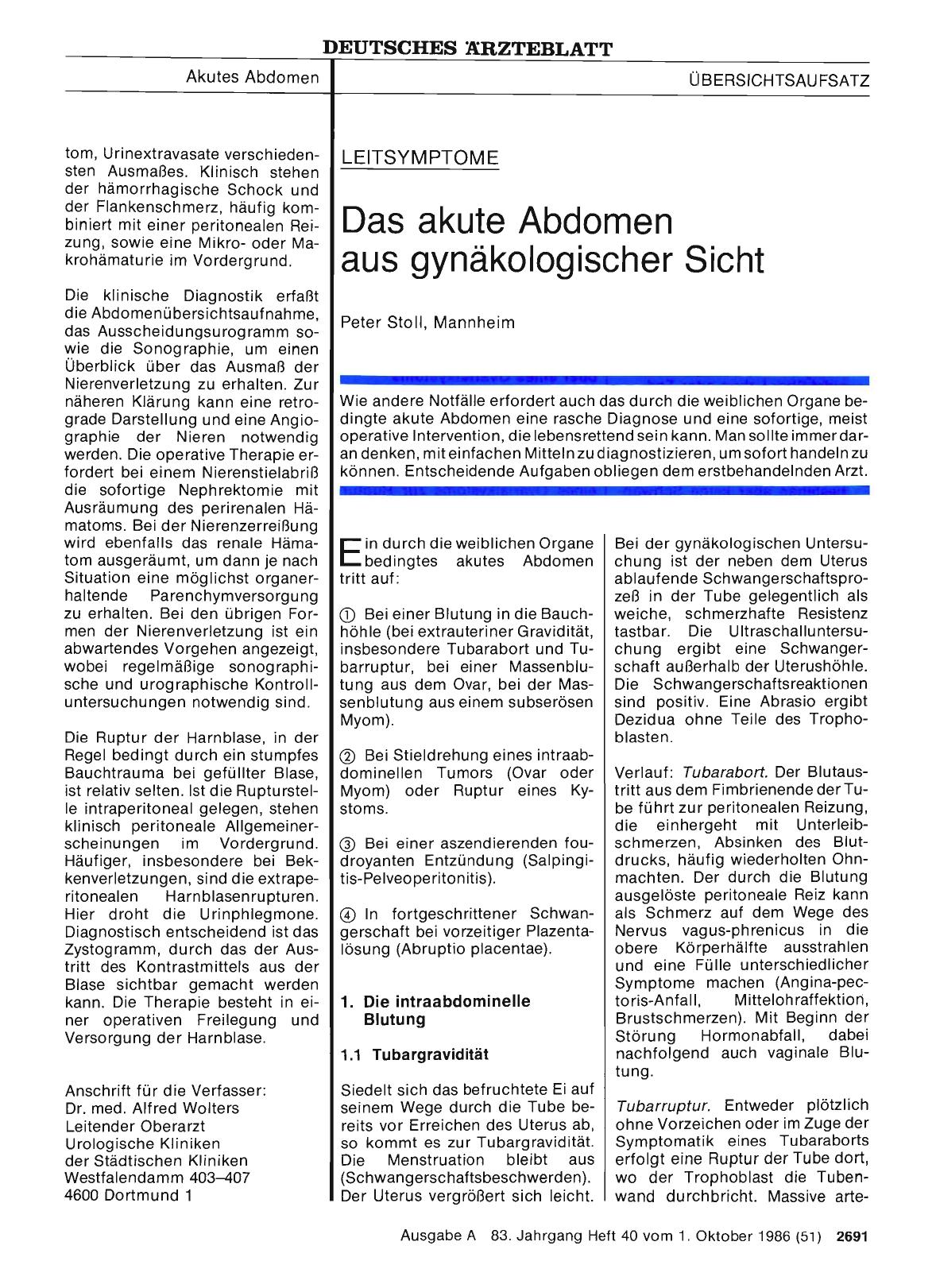 Vorschauseite 1: Das akute Abdomen aus gynäkologischer Sicht