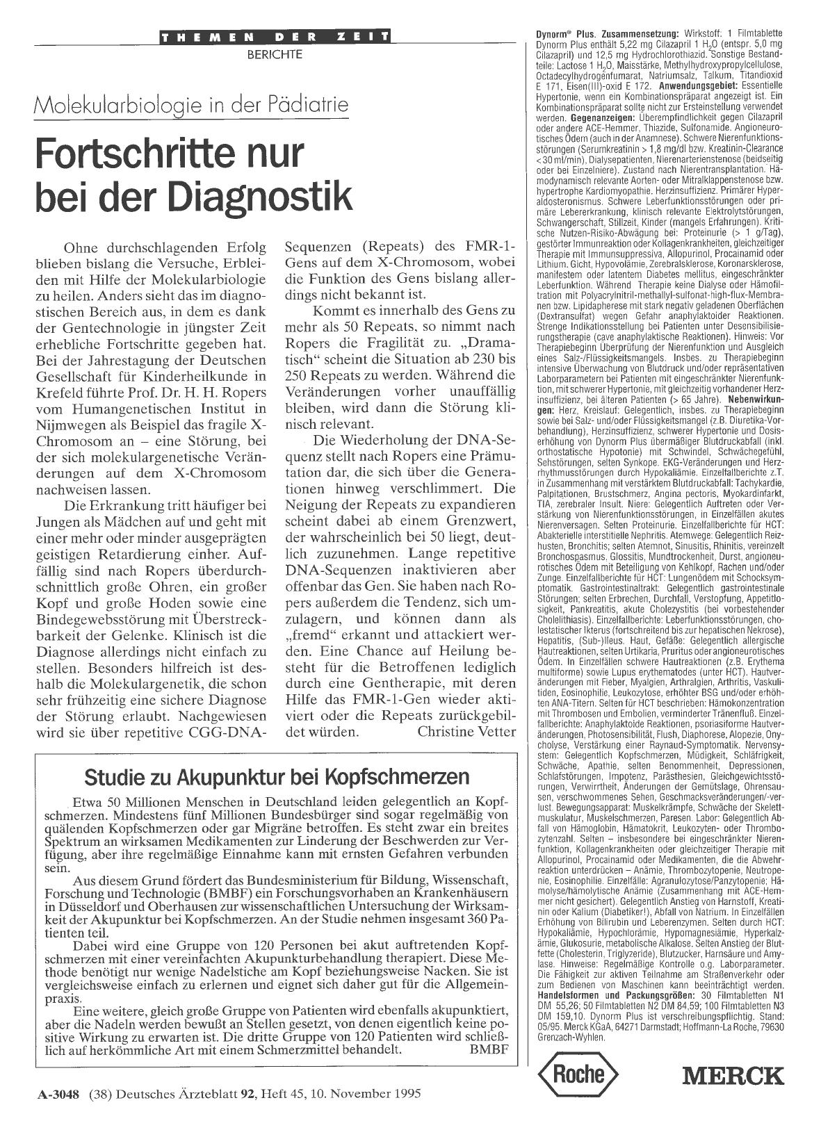 Vorschauseite 1: Studie zu Akupunktur bei Kopfschmerzen