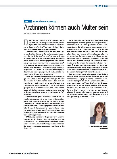 Vorschauseite 1: Internationaler Frauentag: Ärztinnen können auch Mütter sein