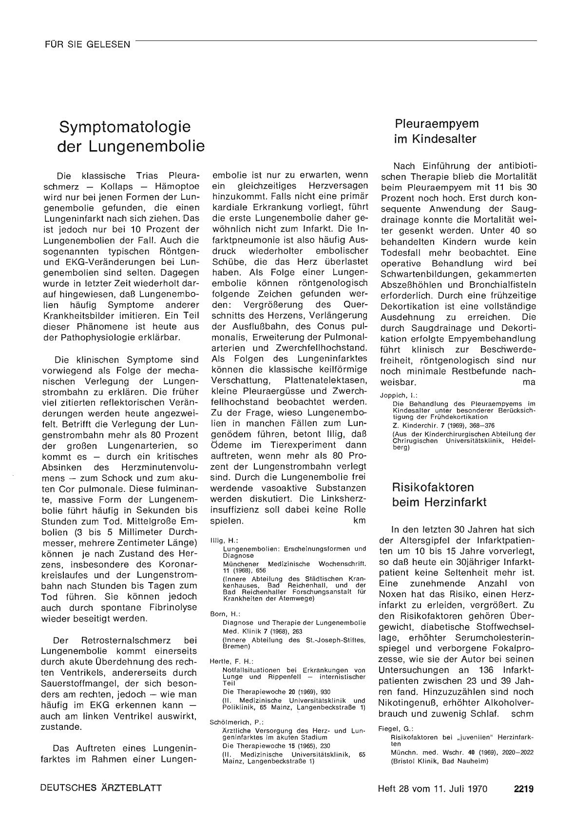 Vorschauseite 1: Symptomatologie der Lungenembolie