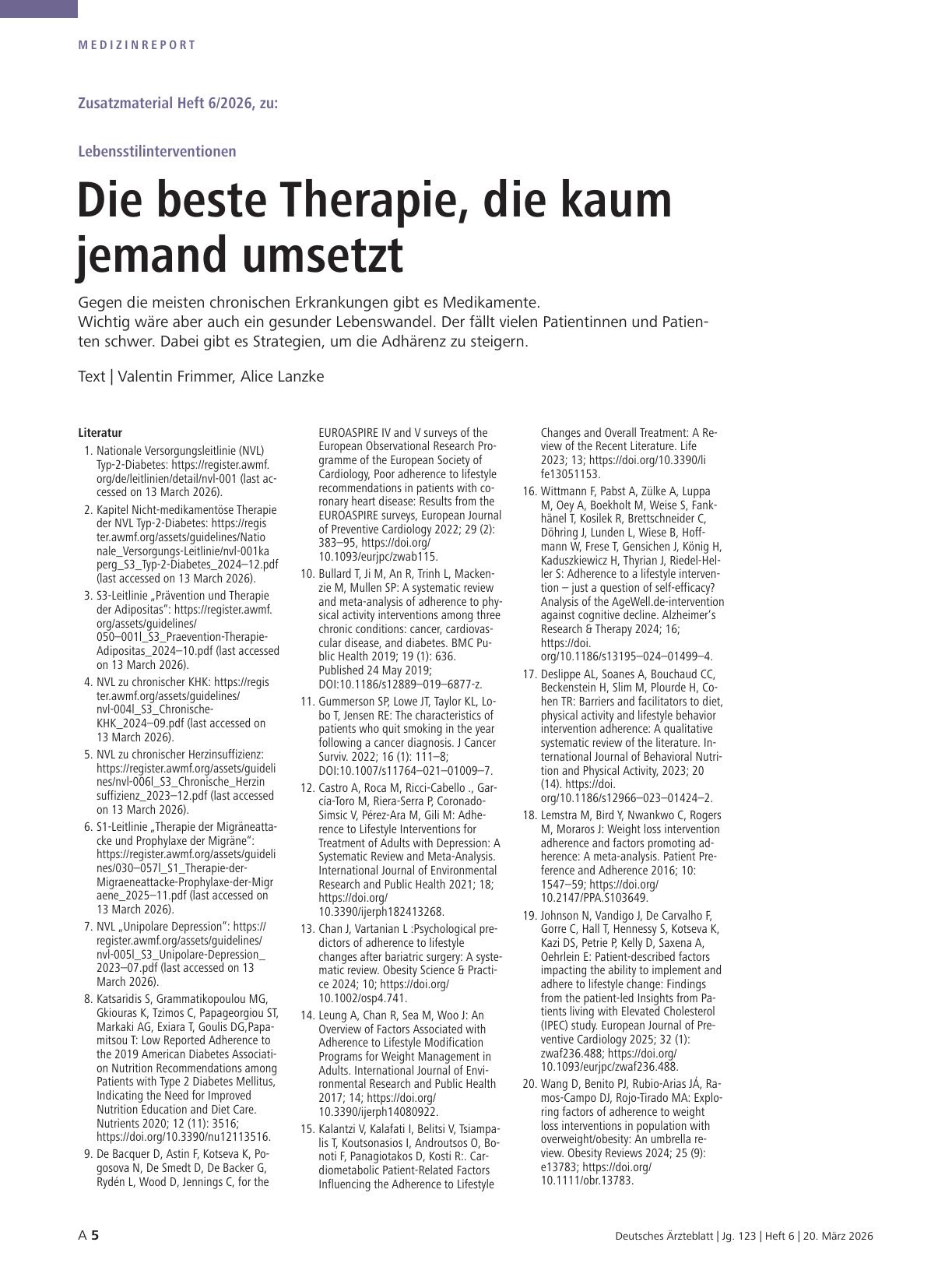 Vorschauseite 5: Lebensstilinterventionen: Die beste Therapie, die kaum jemand umsetzt