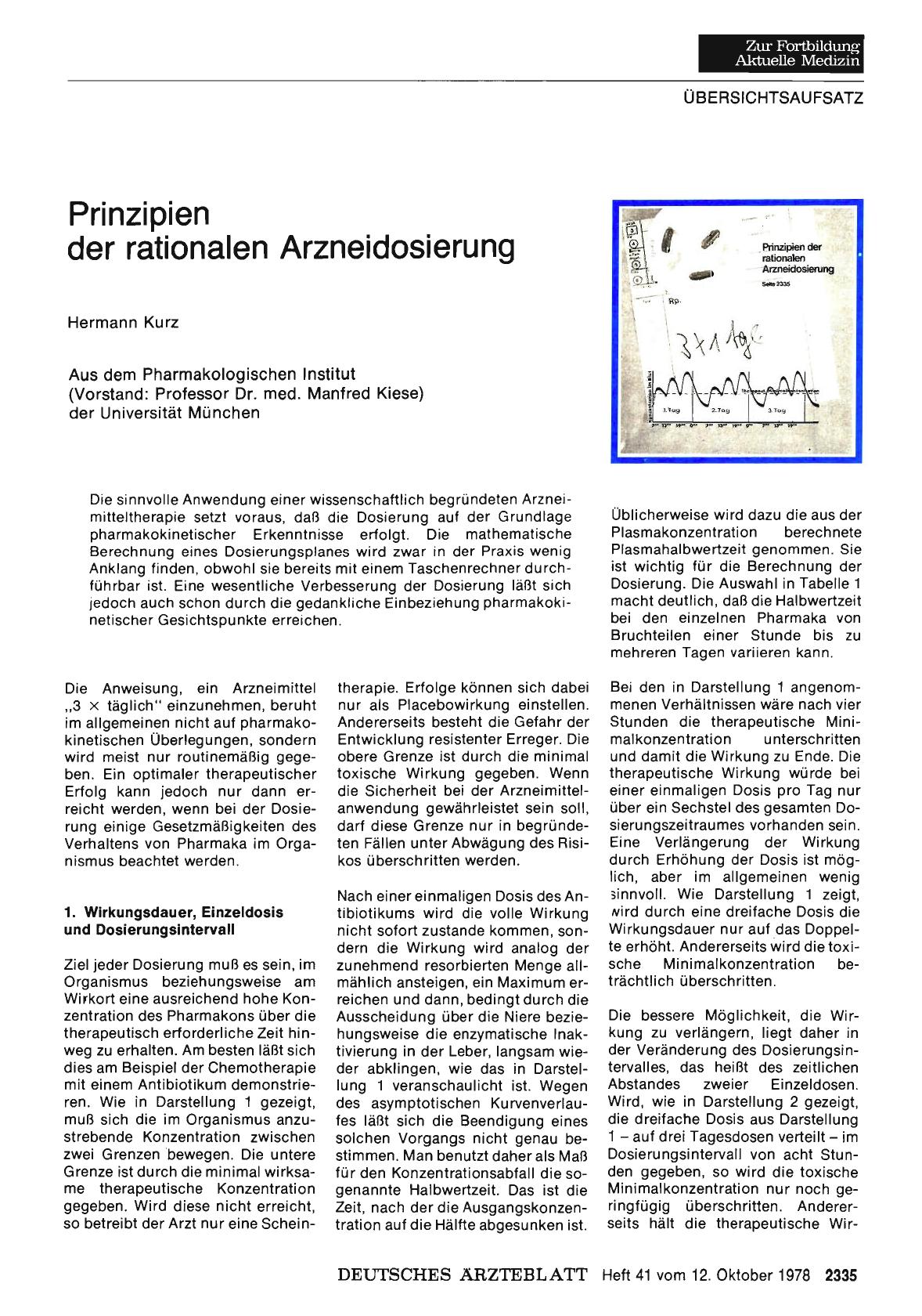 Vorschauseite 1: Prinzipien der rationalen Arzneidosierung