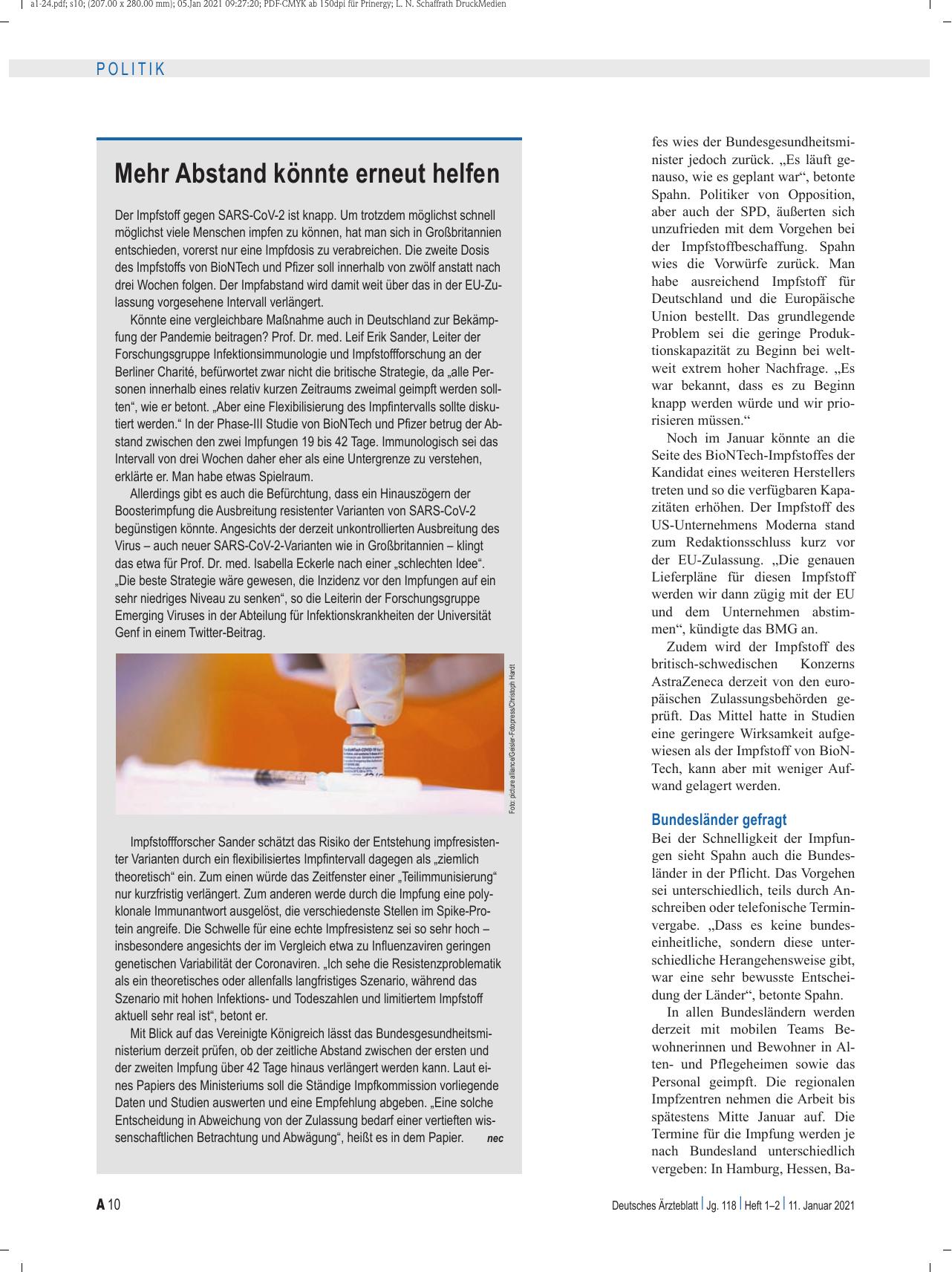 Vorschauseite 2: Coronapandemie: Impfstart mit Hindernissen