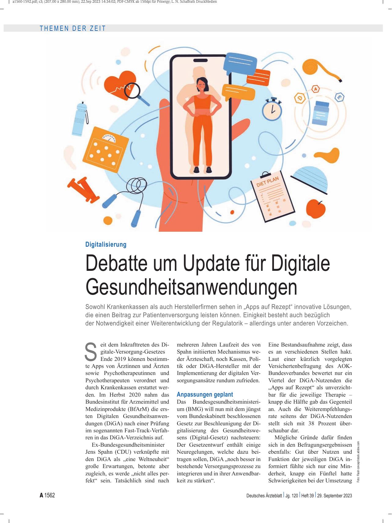 Vorschauseite 1: Digitalisierung: Debatte um Update für Digitale Gesundheitsanwendungen