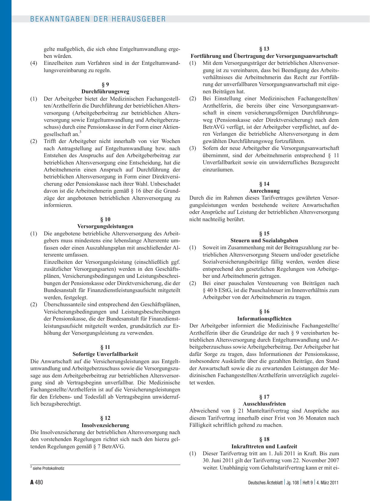 Vorschauseite 3: Tarifvertrag zur betrieblichen Altersversorgung und Entgeltumwandlung