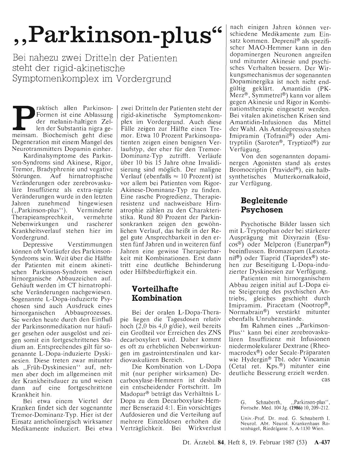 Vorschauseite 1: „Parkinson-plus“