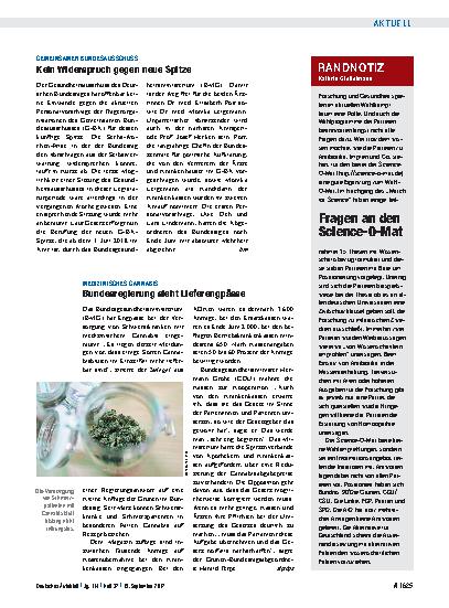 Vorschauseite 1: Medizinisches Cannabis: Bundesregierung sieht Lieferengpässe