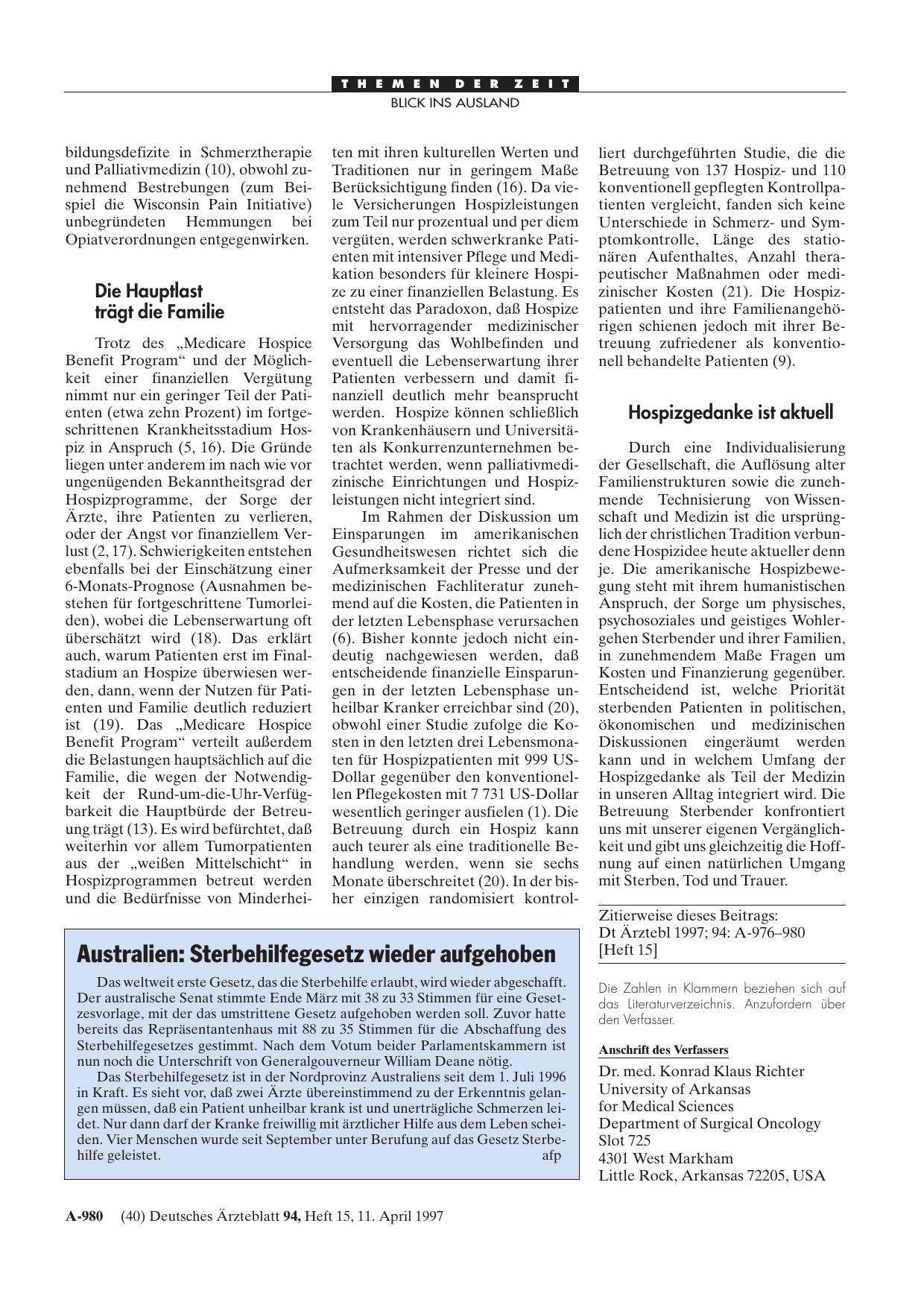 Vorschauseite 1: Australien: Sterbehilfegesetz wieder aufgehoben