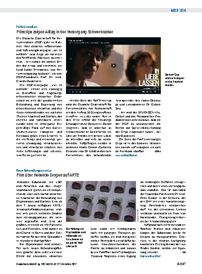 Vorschauseite 1: Palliativmedizin: Filmclips zeigen Alltag in der Versorgung Schwerkranker