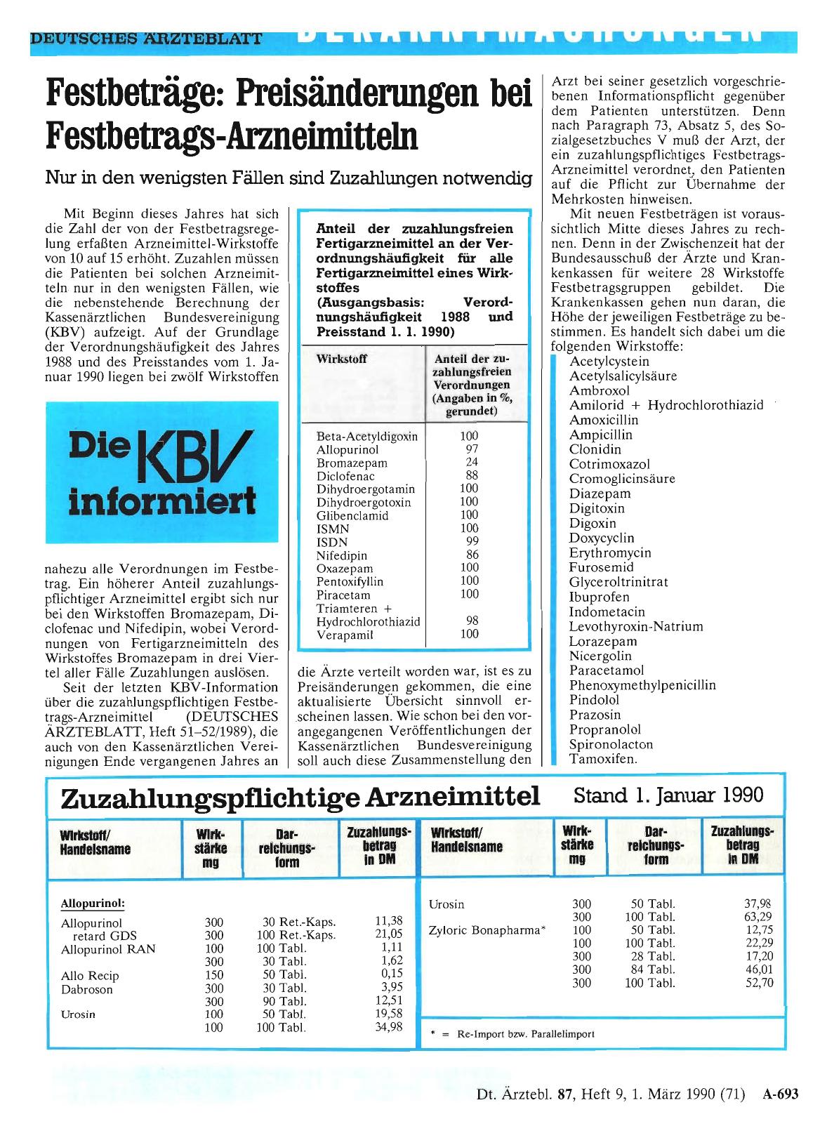 Vorschauseite 1: Festbeträge: Preisänderungen bei Festbetrags-Arzneimitteln