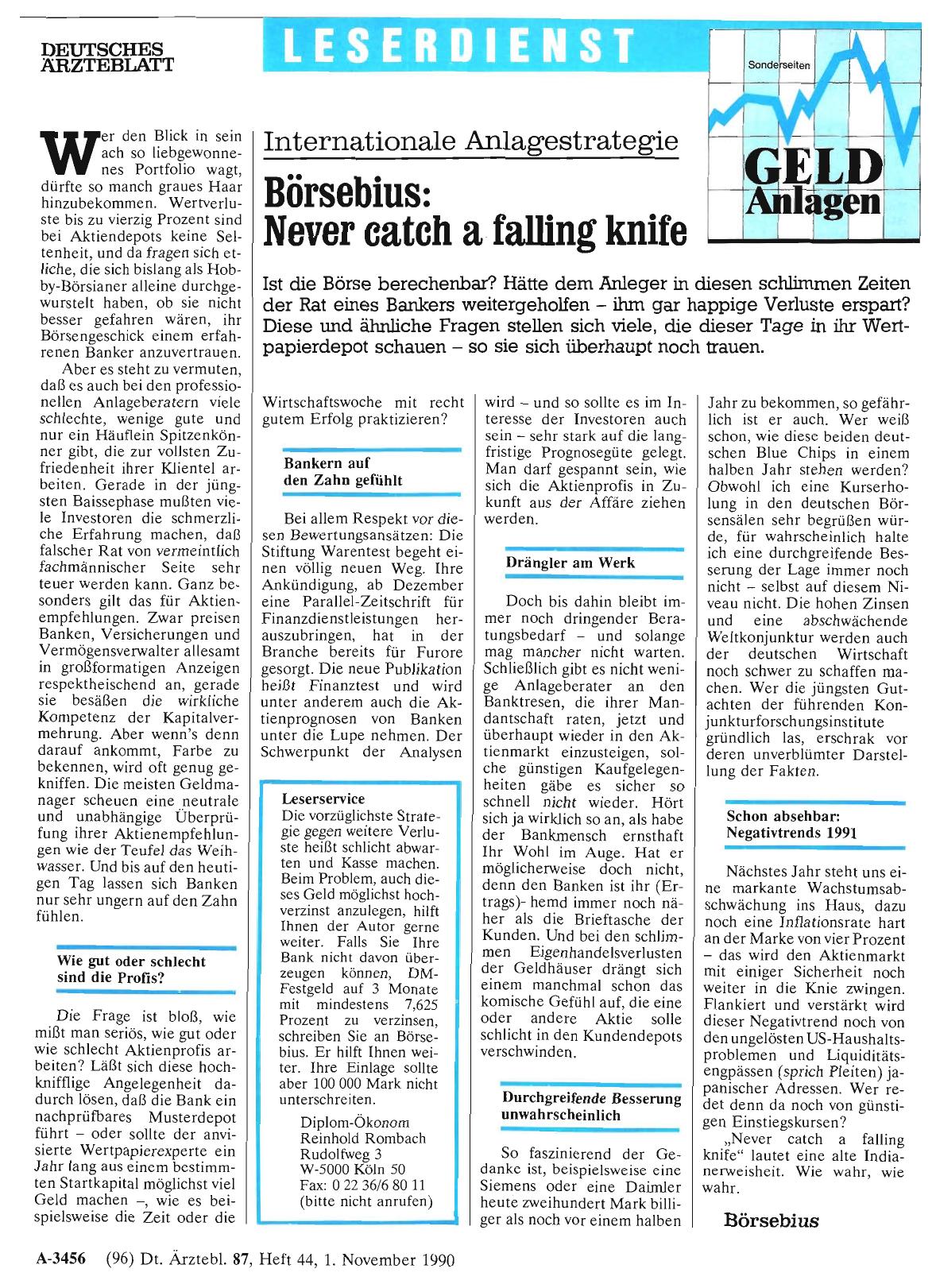 Vorschauseite 1: Internationale Anlagestrategie - Börsebius: Never catch a falling knife