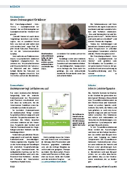 Vorschauseite 1: Kommunikation: Ärztekammer legt Leitfaden neu auf