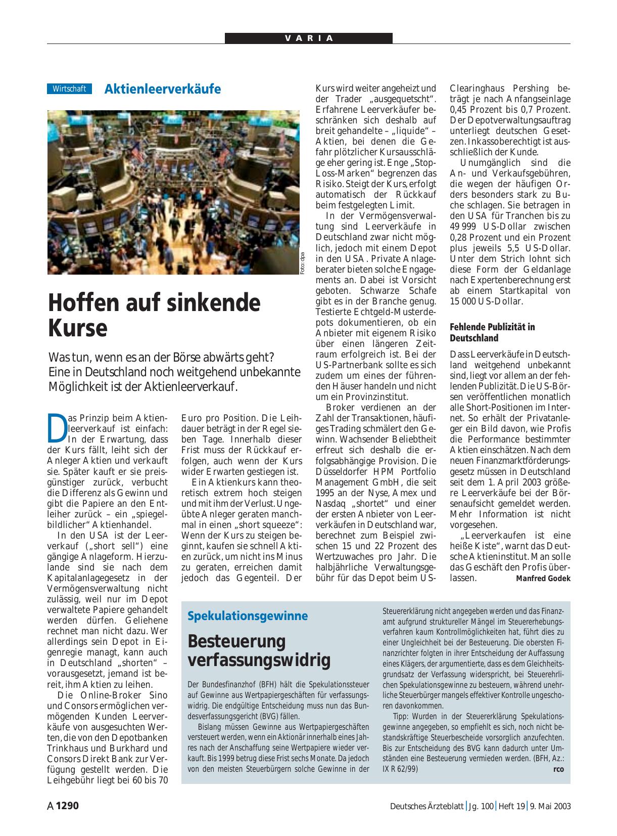 Vorschauseite 1: Spekulationsgewinne: Besteuerung verfassungswidrig