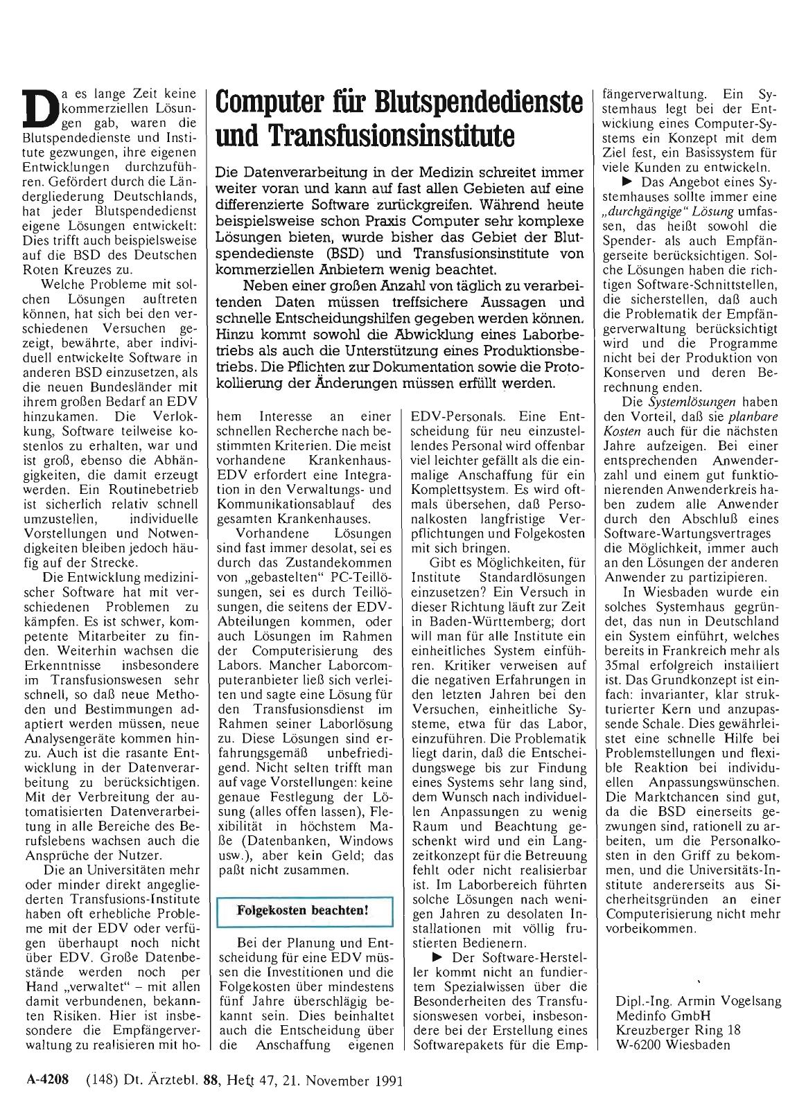 Vorschauseite 1: Computer für Blutspendedienste und Transfusionsinstitute