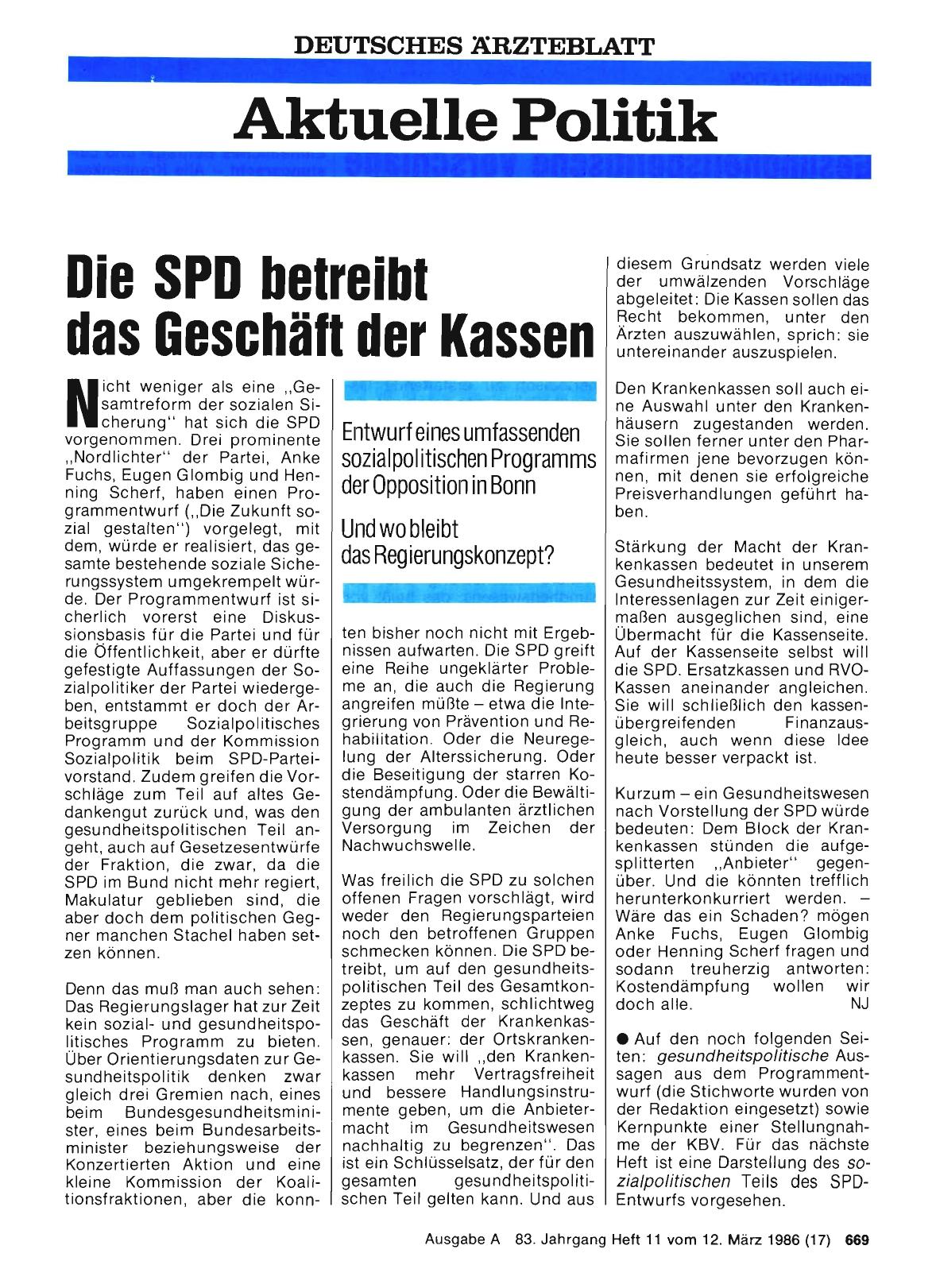 Vorschauseite 1: Die SPD betreibt das Geschäft der Kassen