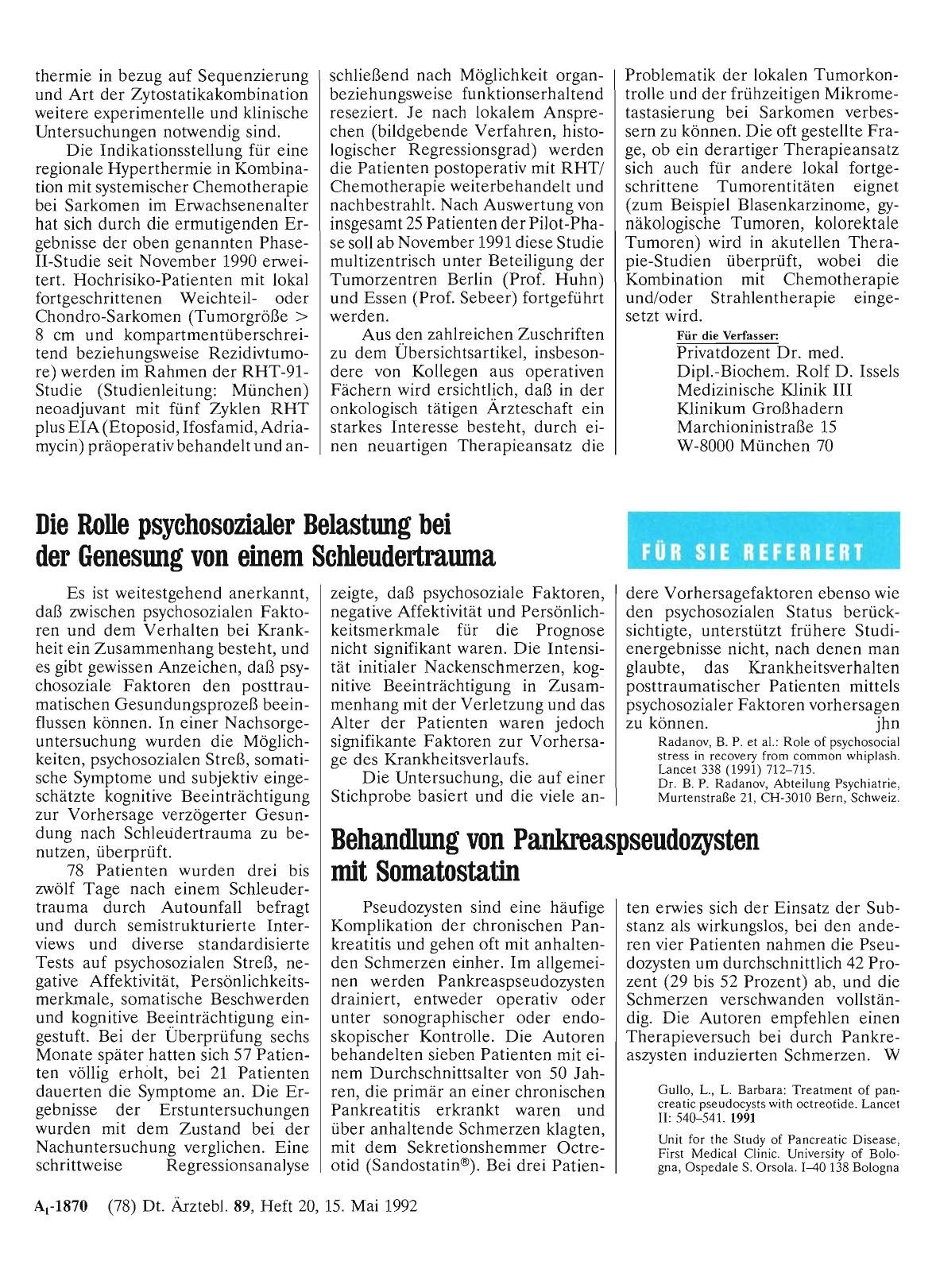 Vorschauseite 1: Die Rolle psychosozialer Belastung bei der Genesung von einem Schleudertrauma