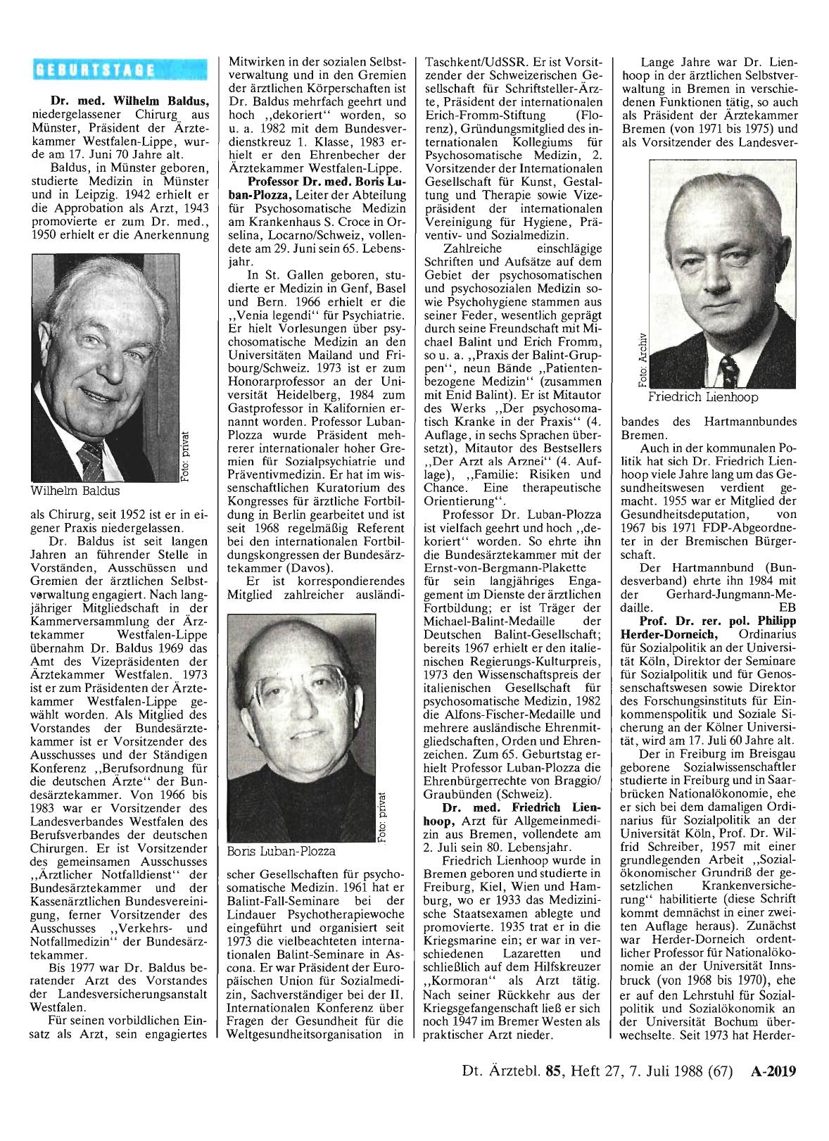 Vorschauseite 1: Geburtstage