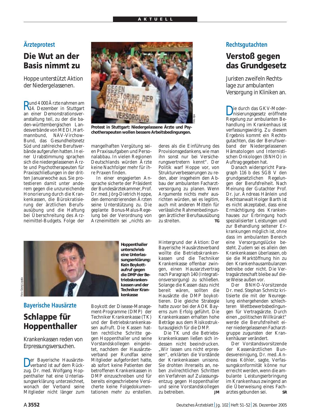 Vorschauseite 1: Ärzteprotest: Die Wut an der Basis nimmt zu