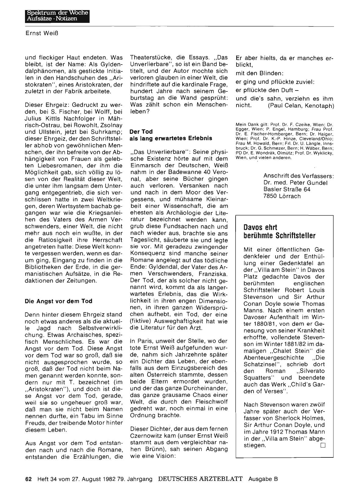 Vorschauseite 1: Davos ehrt berühmte Schriftsteller