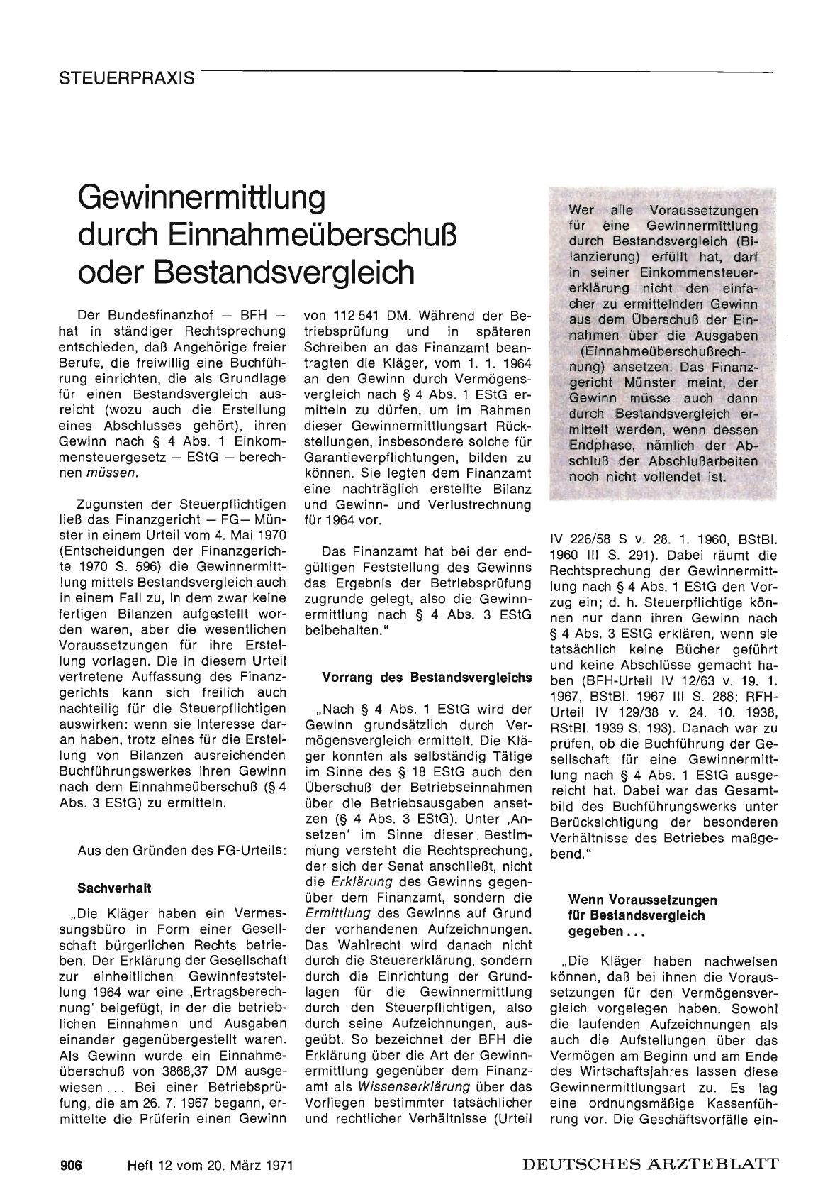Vorschauseite 1: Gewinnermittlung durch Einnahmeüberschuß oder Bestandsvergleich
