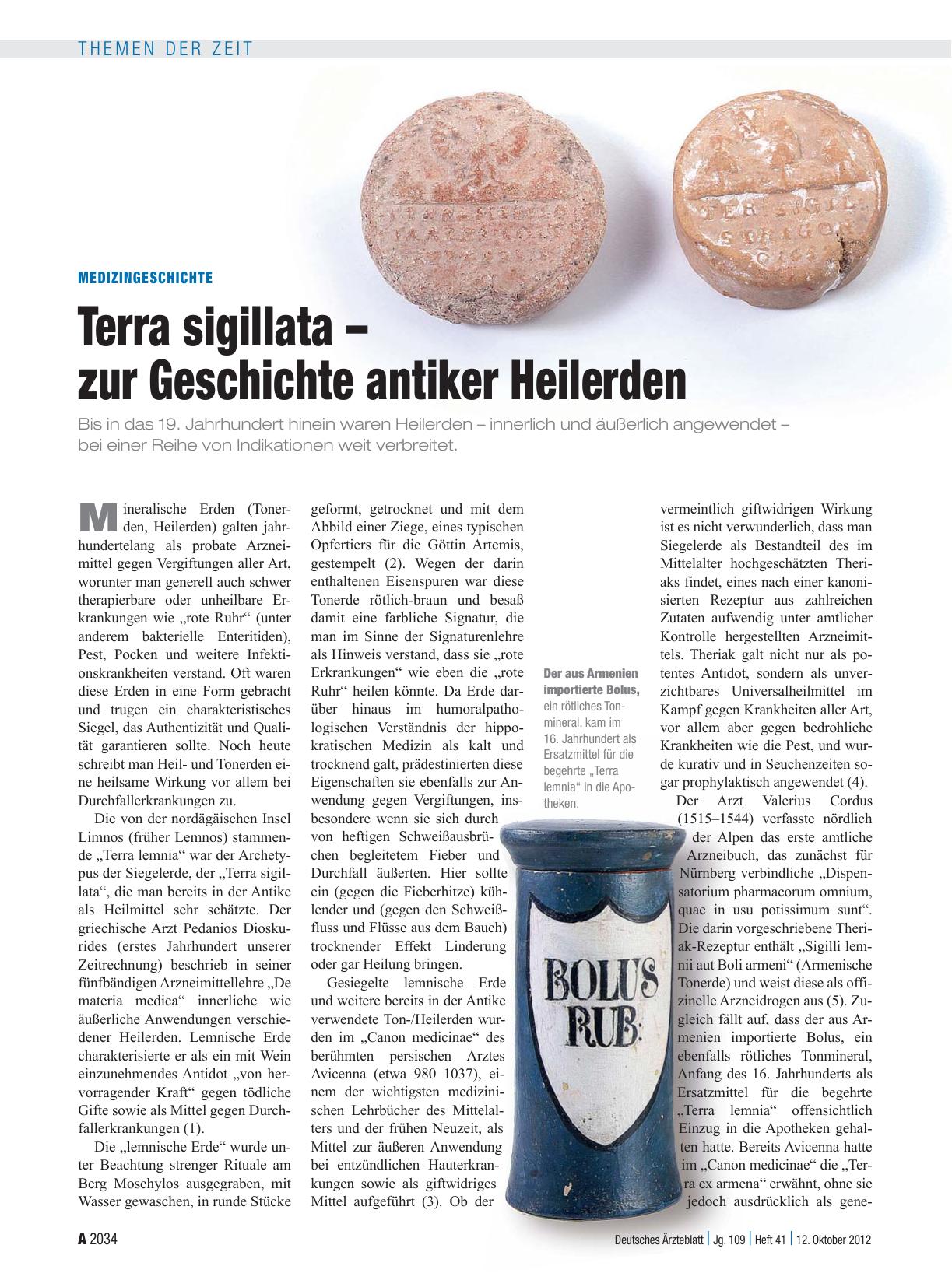 Vorschauseite 1: Medizingeschichte: Terra sigillata – zur Geschichte antiker Heilerden