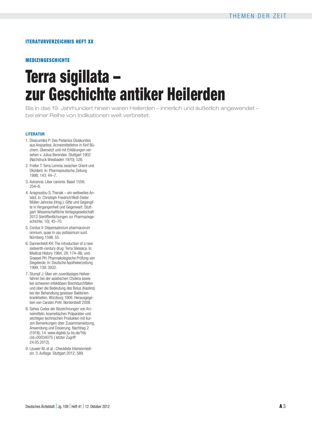 Vorschauseite 3: Medizingeschichte: Terra sigillata – zur Geschichte antiker Heilerden