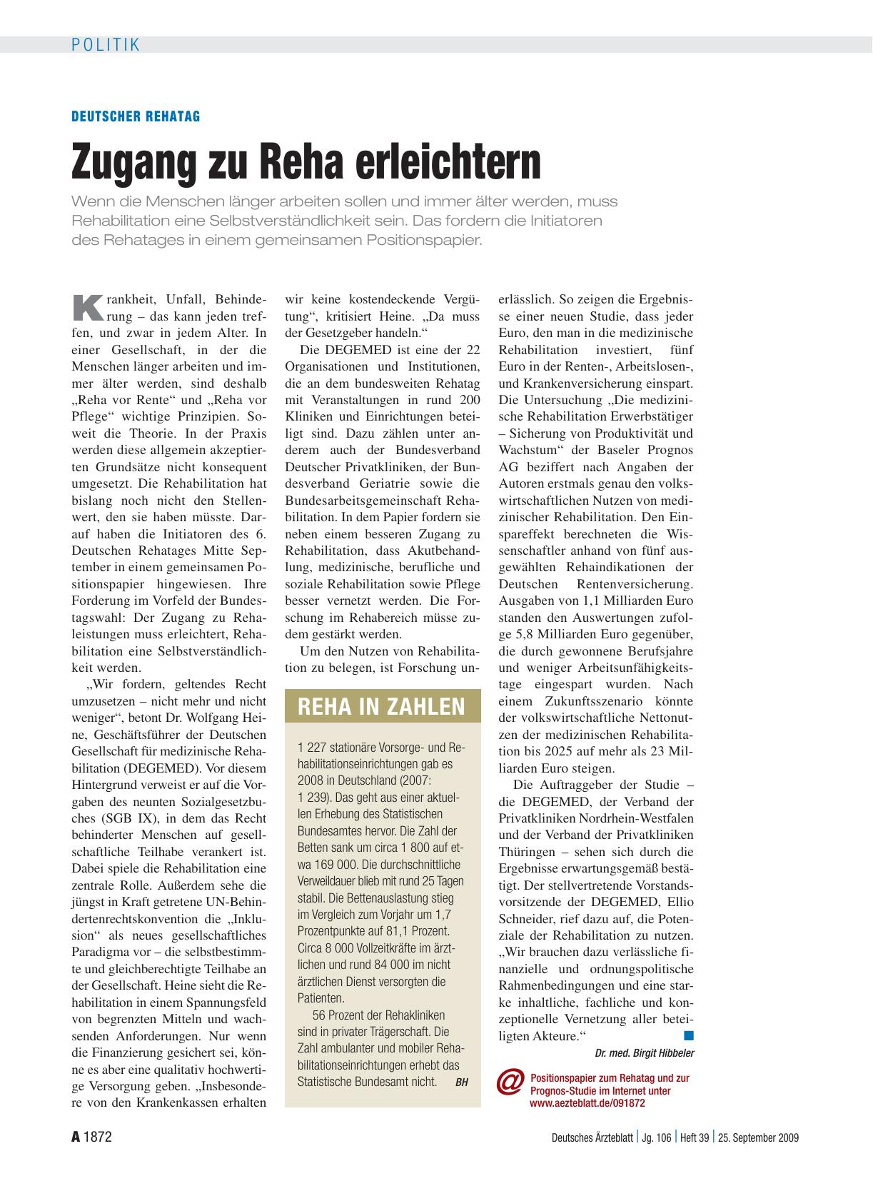 Vorschauseite 1: Reha In Zahlen