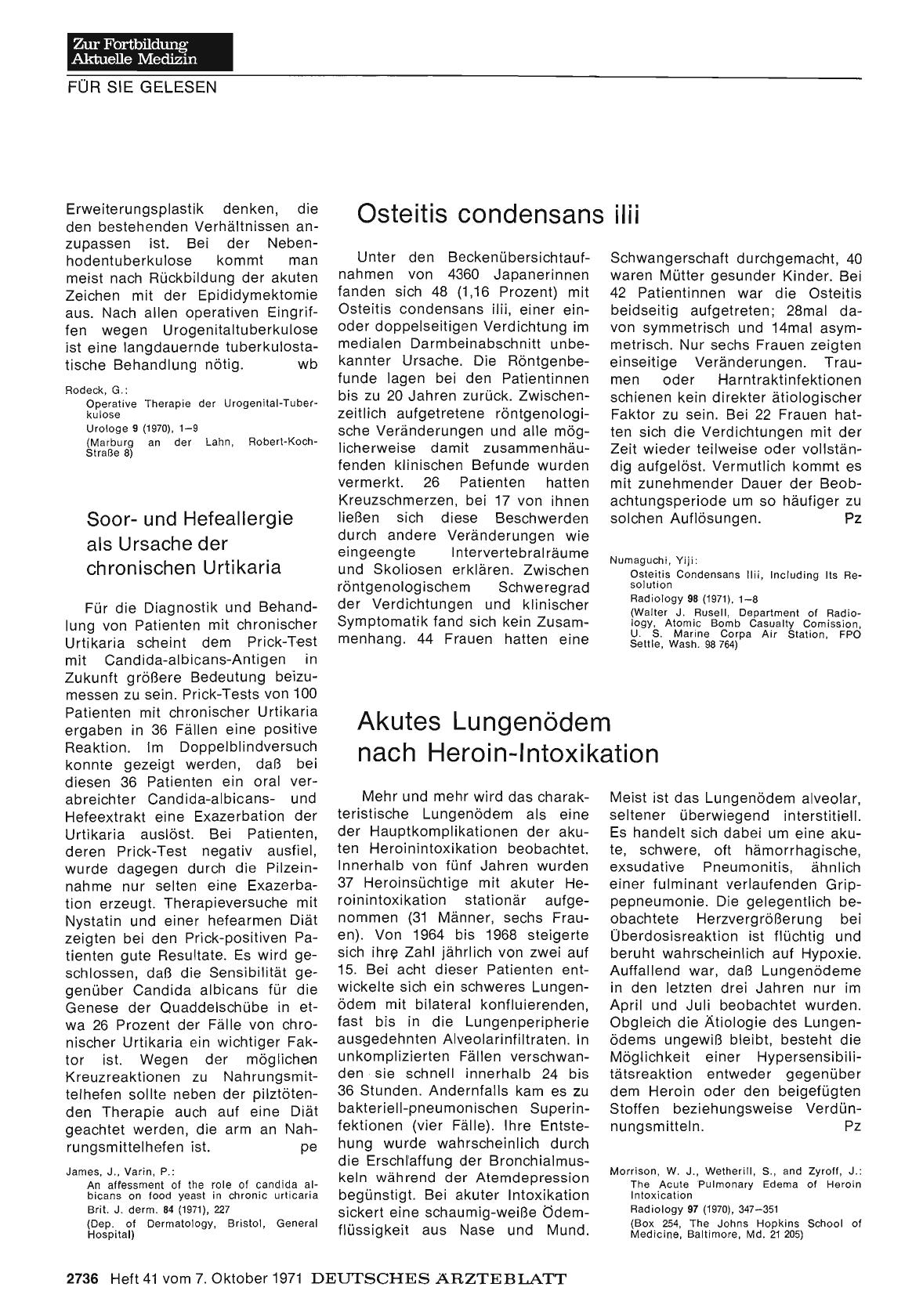 Vorschauseite 1: Soorund Hefeallergie als Ursache der chronischen Urtikaria