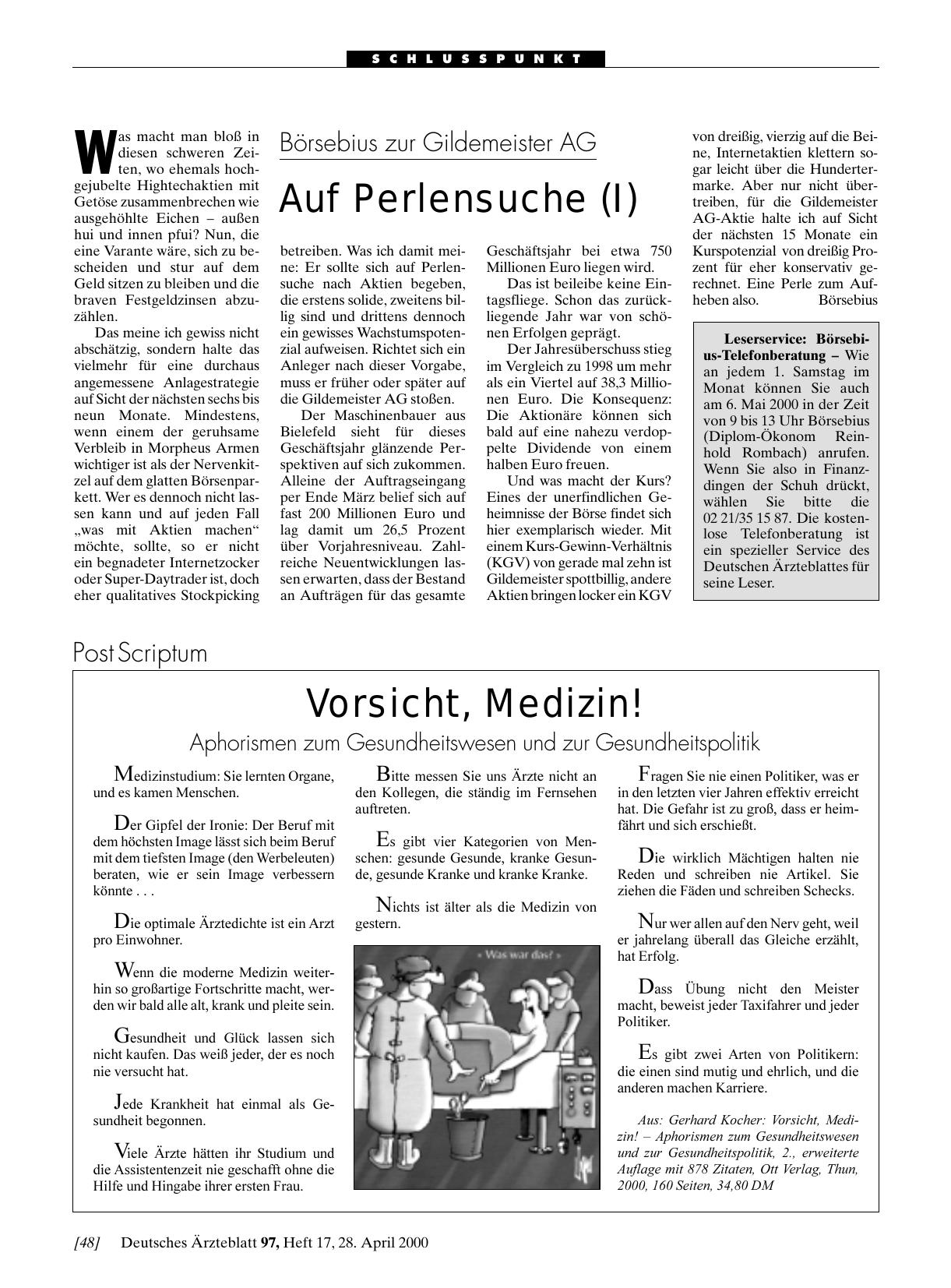 Vorschauseite 1: Börsebius zur Gildemeister AG: Auf Perlensuche (I)