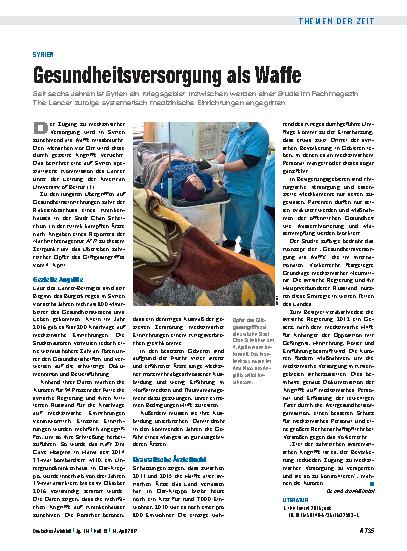 Vorschauseite 1: Syrien: Gesundheitsversorgung als Waffe