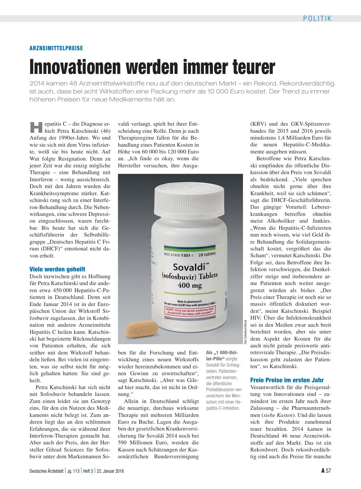 Vorschauseite 1: Arzneimittelpreise: Innovationen werden immer teurer