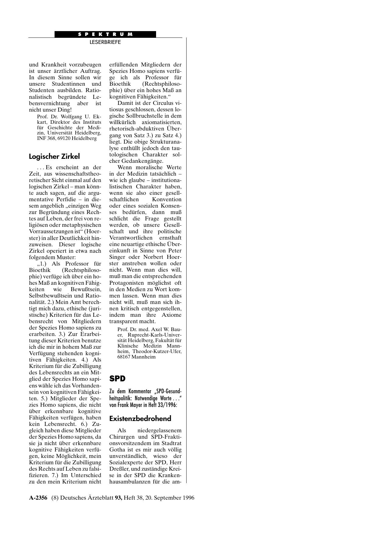 Vorschauseite 1: Lebensrecht: Logischer Zirkel