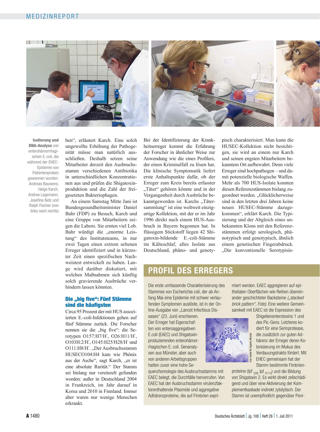 Vorschauseite 2: Identifizierung des Erregers der HUS-Epidemie: HUSEC041 – eine hochpathogene Rarität