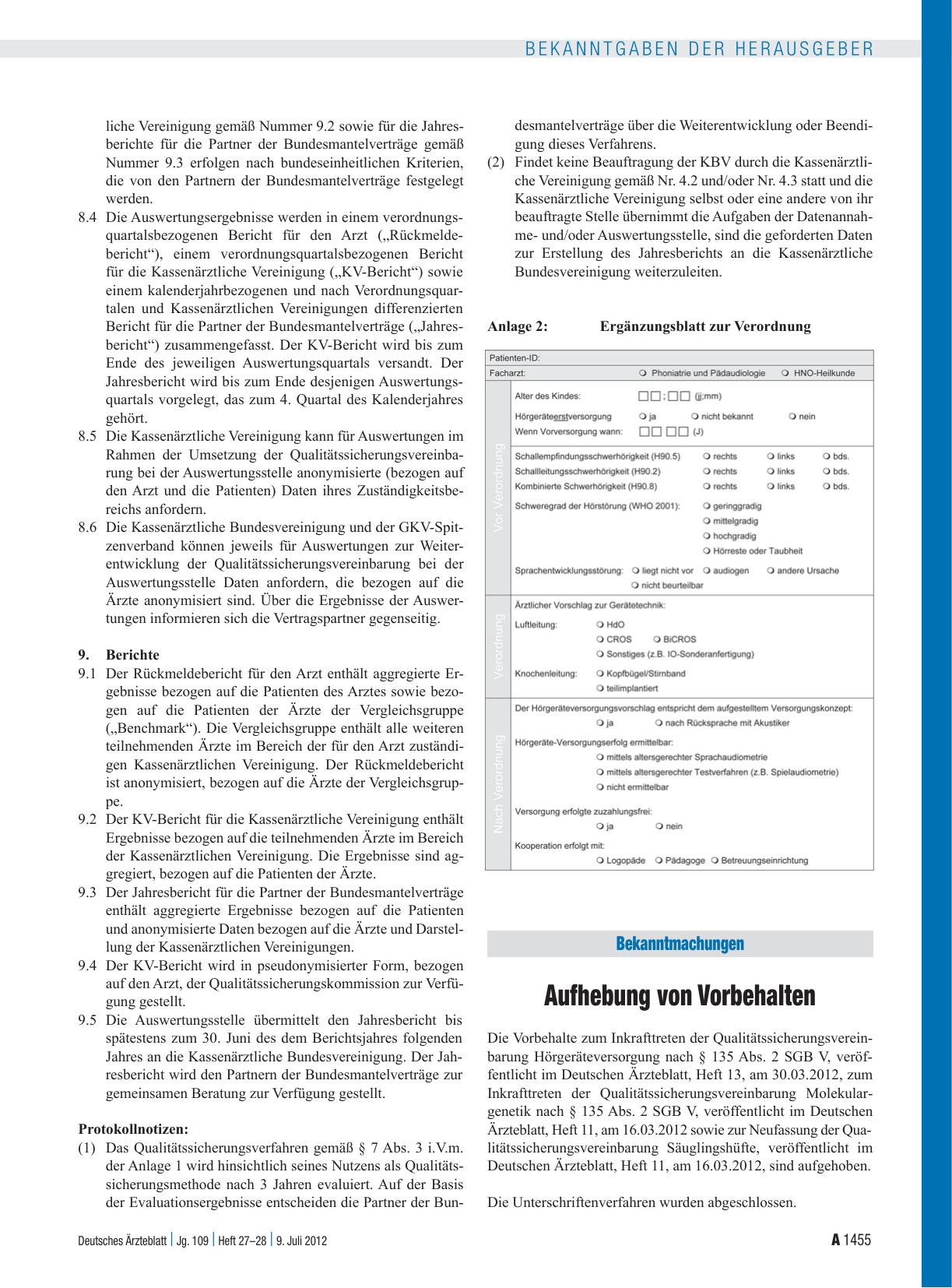 Vorschauseite 1: Aufhebung von Vorbehalten