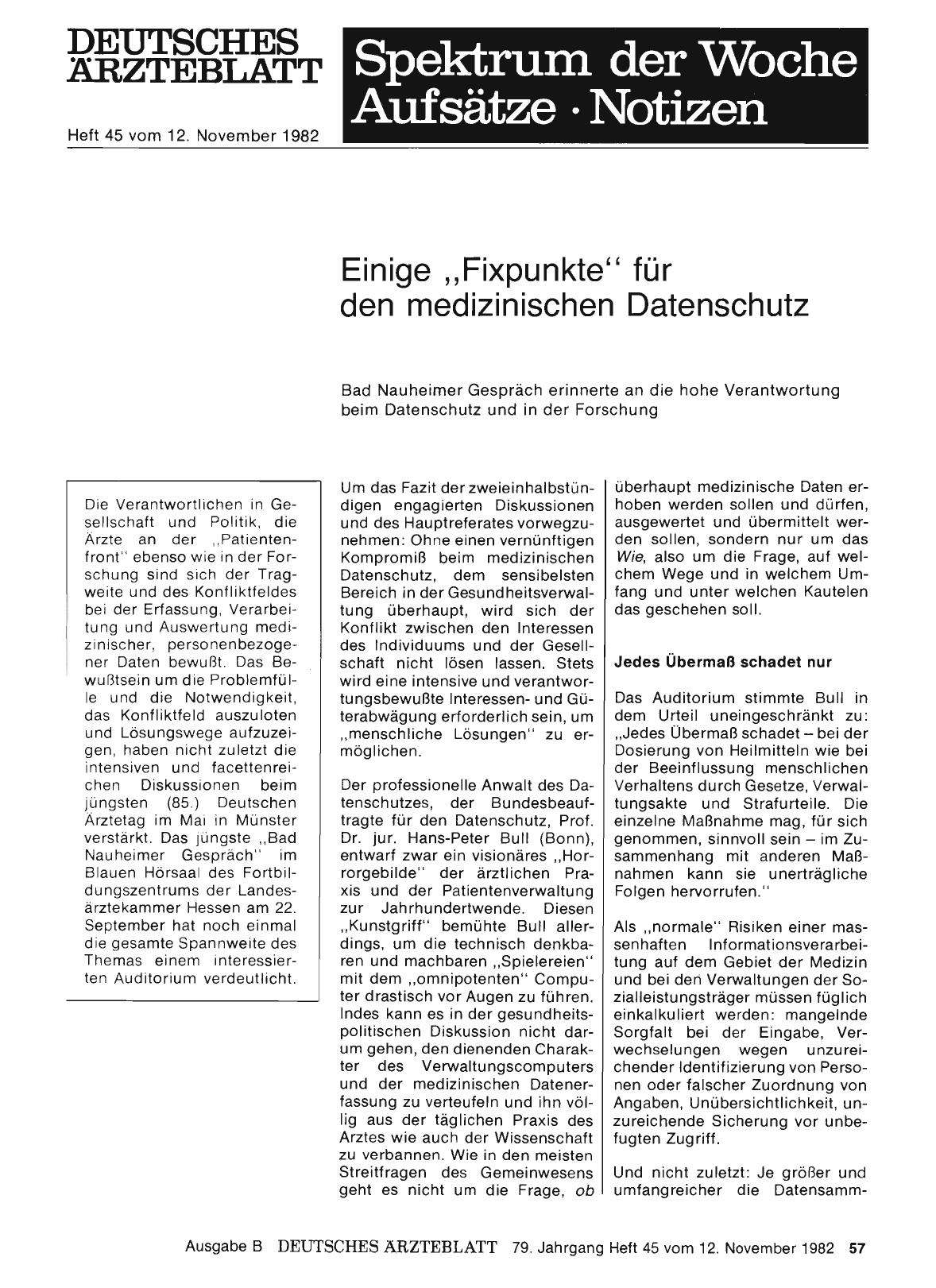 Vorschauseite 1: Einige „Fixpunkte“ für den medizinischen Datenschutz: Bad Nauheimer Gespräch erinnerte an die hohe Verantwortung beim Datenschutz und in der Forschung