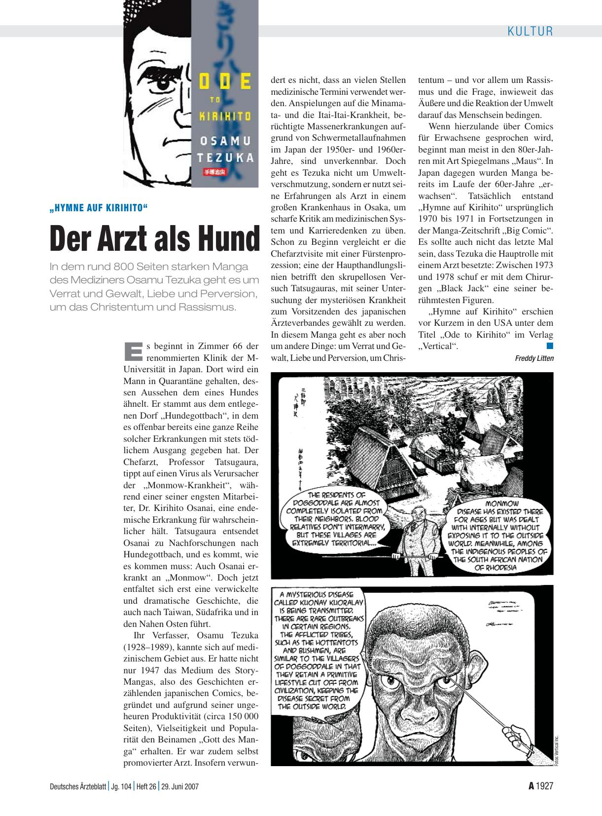 Vorschauseite 1: „Hymne auf Kirihito“: Der Arzt als Hund