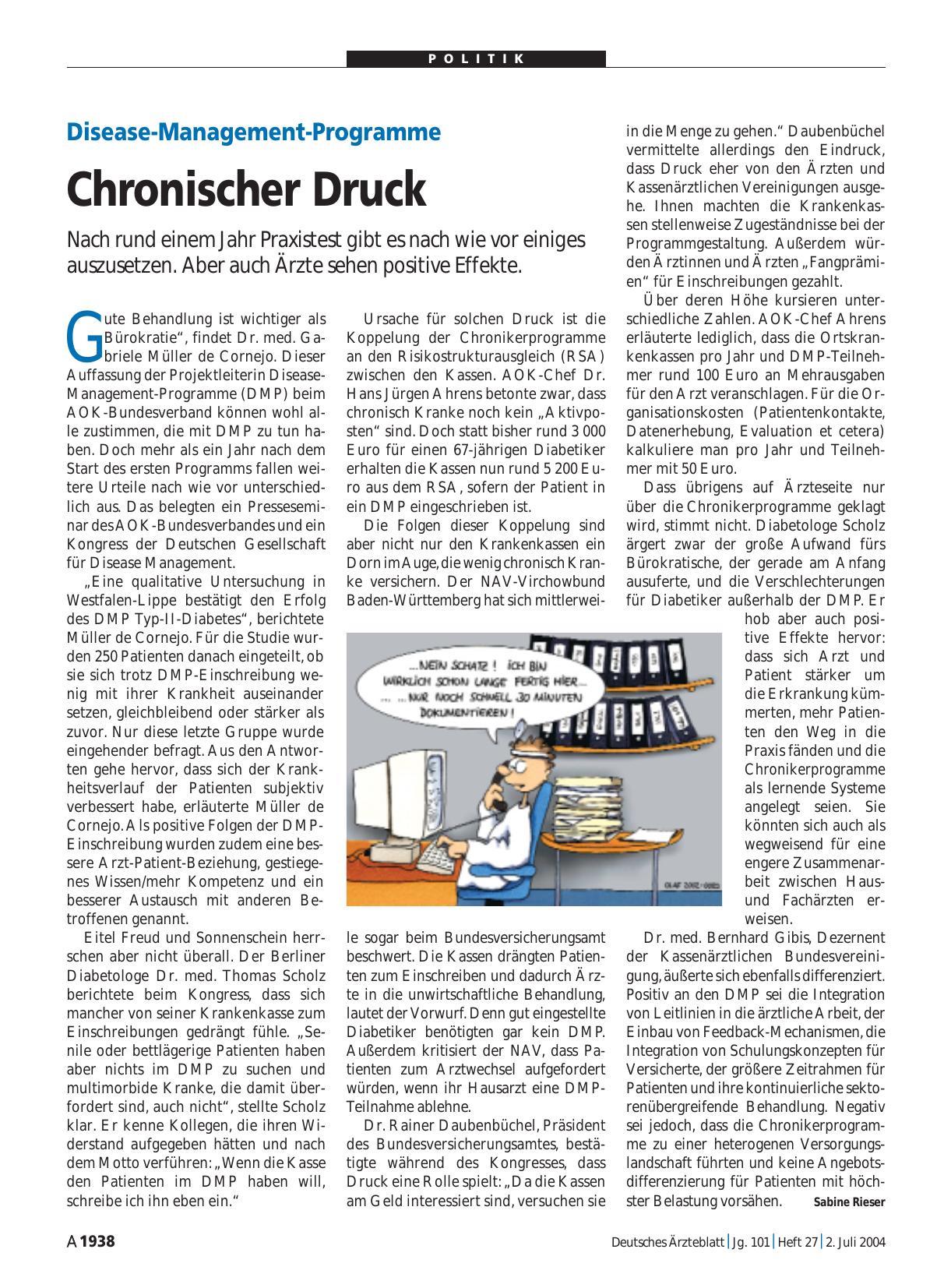 Vorschauseite 1: Disease-Management-Programme: Chronischer Druck